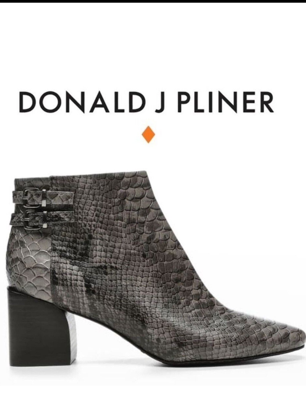 NWOB $278 Donald J. Pliner Alek Gray Python Print Leather Heel Ankle Boots -7
